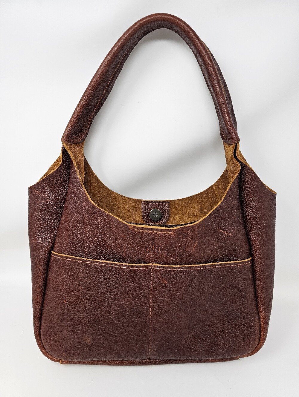 Portland Leather Goods Brown Pebbled Leather Hobo Handbag